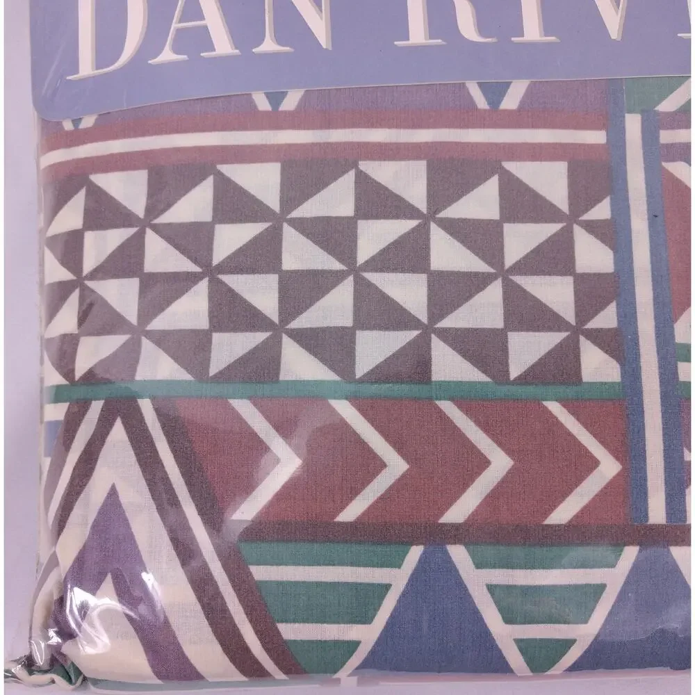Vintage Dan River Percale Fitted Sheet CA King Pastel Southwest Geometric NIP